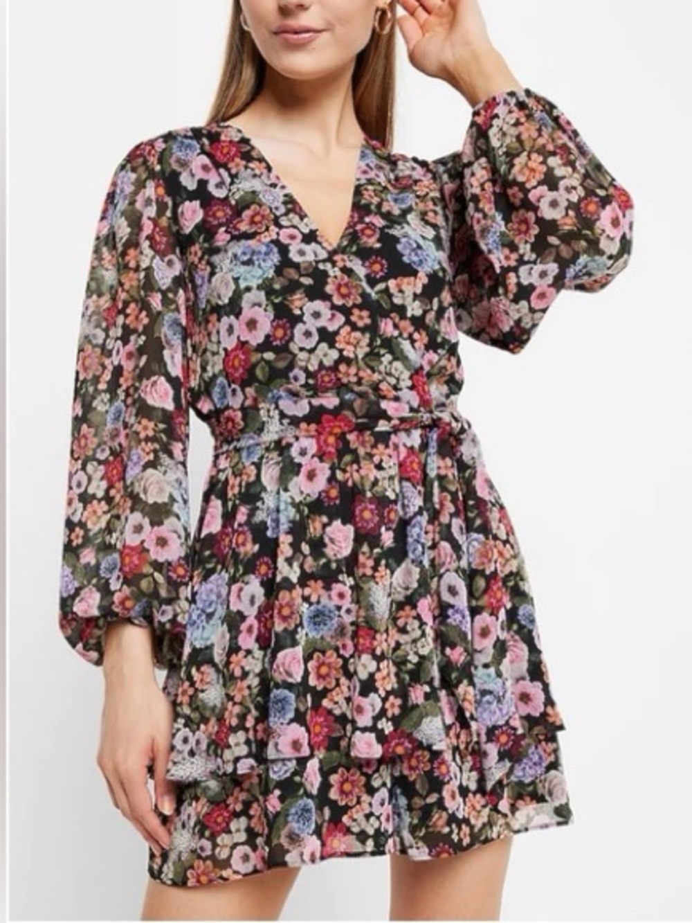 Express Floral Wrap Romper - M